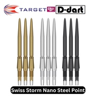 TARGET Dart Point - SWISS STORM NANO POINT BLACK/GOLD/SILVER REPLACEMENT STEEL DART POINT 3Pcs/Pack