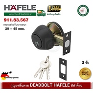 HAFELE 911.83.567 กุญแจลิ้นตาย แบบมีหางปลาบิด สแตนเลส 304 สีดำด้าน Single Deadbolt ลูกบิดเดดโบลท์ สำ