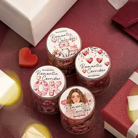 4 Rolls of Valentine's Day Themed Pet Tape, 1 Box of 6 Rolls, 5Cm×200Cm, English Text Themed Pet Tap