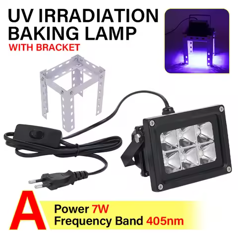 EU 7W-405NM Ultraviolet Irradiation Light With Bracket UV Shadowless Glue Resin Curing Lamp Ink 3D P