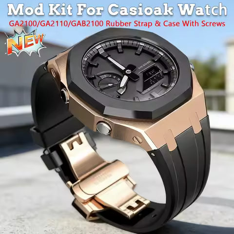 For Casioak Gen4 Mod Kit GA2100 GA2110 Stainless Steel Metal Bezel Rubber Strap for Casioak GAB2100 