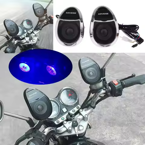 Motorcycle Audio Portable Stereo Bluetooth Speakers Fits for Suzuki Yamaha Honda Waterproof LED Ligh
