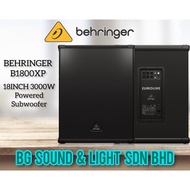 BEHRINGER B1800XP High-Performance Active 3000 Watt PA Subwoofer with 18"Turbosound Speaker &amp; Built-In Stereo Crossover
