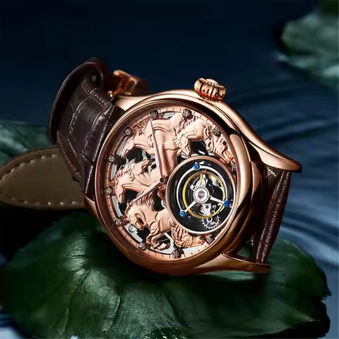 AESOP Men Real Tourbillon Mechanical Hand Wind Sapphire Wristwatch Skeleton Original Brand Luxury Wa