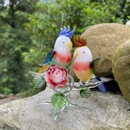 水晶玻璃 鸚鵡 成雙成對