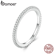 Bamoer Simple Moissanite Eternity วง Minimalist แหวน925เงินสเตอร์ลิงสำหรับผู้หญิงหมั้นเครื่องประดับของขวัญ