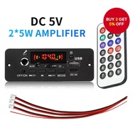 DC 5V Bluetooth 5.0 10W Amplifier MP3 USB TF Speaker DIY Board Wireless Music Player Car FM Radio Pa