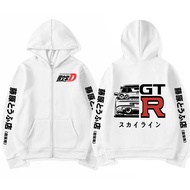 Kaos Anime Drift AE86 Initial D Zip Up Hoodie Takumi Fujiwara R34 Skyline GTR JDM Manga Hoodie Fashi