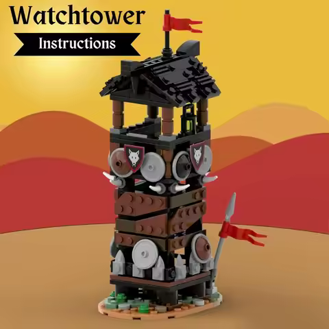 260PCS MOC Wolf Pack Watchtower Building Blocks Medieval Soldiers Knights Architectural Model Puzzle
