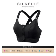 [SILKELLE] Front-Zip MagicFit Sports Bra | Dual Velcro Adjustable | Full Coverage | 32/75A-48/110D