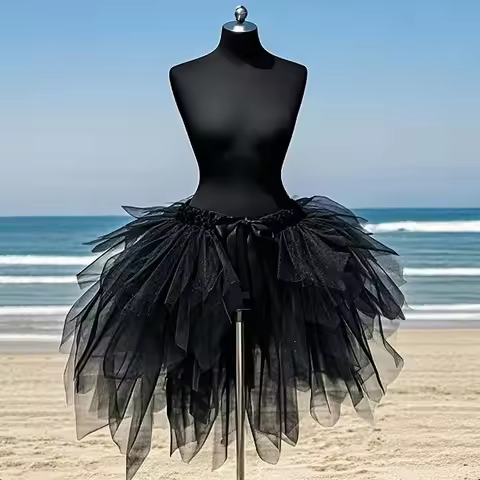 Black Tutu Skirt High Waist Puffy Short Mini Cake Skirt For Women Summer Beach Halloween Girls Birth