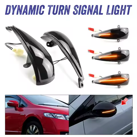 2X Dynamic Blinker LED Turn Signal Light Indicator Side Mirror Lamp For Honda Civic 8th MK8 Hatchbac