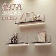 Punch-Free Transparent Acrylic Wall Shelf Bedside Display Shelf Wall Decoration Shelf Wall-Mounted Bookshelf Wall