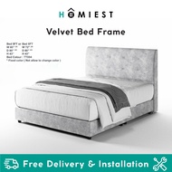 [HOMIEST] Izola Velvet Bed Frame in Light Grey / Queen / King / Optional Front Drawers
