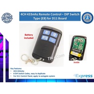 Autogate Door Wireless Remote Control - 4CH 433 Remote Control DIP Switch Codes Type (E8) for D11 Bo