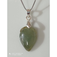 #J188 Natural Grade A Icy Green Peach Jade Jadeite Pendant 16.5mm (Free Necklace Silver Chain)