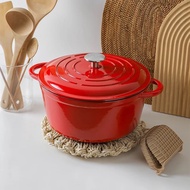 24K Dutch Oven Enamel Coated Casserole Pot Cast Iron Induction Pot KP083