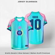 Jersey Bola Barca Pre Match Dryfit Premium Desain Bebas Full Printing Custom