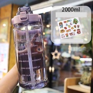 tyeso tumbler zojirushi thermal flask Super large capacity 2000ml summer sports water cup plastic cup female scale water bottle portable straw water bottle