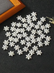 50 Piezas De Cuentas Con Forma De Copo De Nieve De Plástico Con Color De Perla Falsa Para Hacer Collar, Pulsera, Pendiente Y Para La Decoración De Festivales Y Manualidades Diy