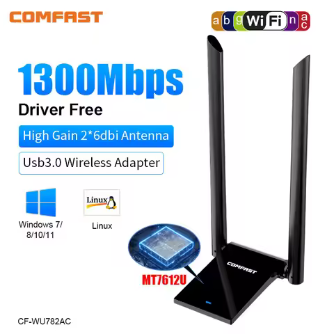 Comfast 1300-1900Mbps WiFi Adapter Usb 3.0 Para Pc MT7612/RTL8814 Placa De Rede Network Card Antena 
