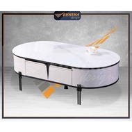 EUREKA Oval Coffee Table Modern Drawer Ceramic Steel / Meja Kopi 02 (Deliver & Installation Klang Va