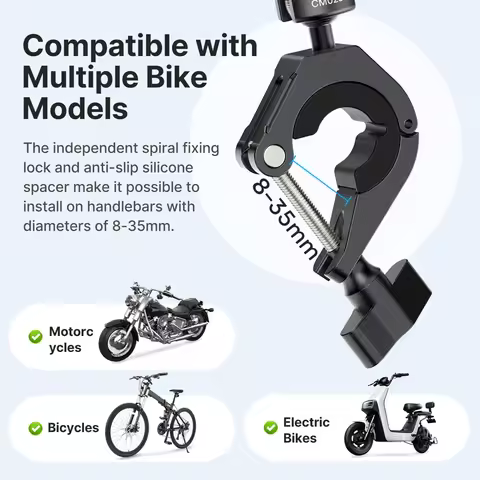 Ulanzi CM025 Bike/Motorcycle Handlebar Mount for GoPro Adapter 360° Rotating Action Camera for GoPro