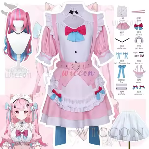 Yuuki Sakuna Cosplay Costume Pink Sakunada Familia SakuFami Minato Aqua New Hololive Holo Vtuber Wig