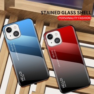 Hello Glass Case For iPhone 13 iPhone 13 Pro max iPhone 13 Pro 13 Mini iPhone 12 iPhone 12 Pro max iPhone 12 Pro Phone Case Colorful Rainbow Gradient Tempered Glass Back Cover