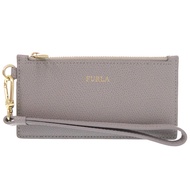 近新 Furla 灰色皮革零錢包和卡包，配金色五金配件，1395 [二手]