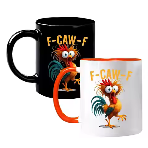 Coffee Mug Ceramic Funny F-Caw-F Chicken FCAWF Coffee Cup Mugs Farmhouse Themed Mug Animal Tea Cup C