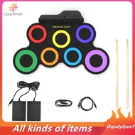 [Oqudy] Portable Electric Drum Set Pad Kit with 7 Pads, Headphone Jack, Pedals, Drumsticks- Musical 
