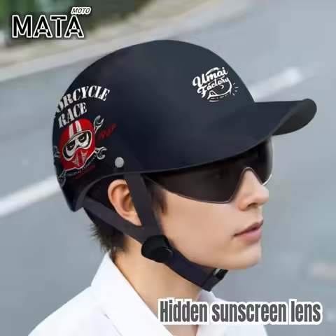 Motorcycle Helmet Retro German Classic Moto Helmet Casco Moto Half Helmet Capacete De Moto with HD V