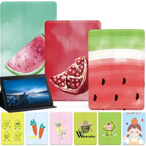Leather Tablet Case for Lenovo Tab M7/M8/M10 2nd Gen 10.1/M10/M10 FHD Plus/E10 10.1 Fruit Print Fold