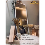 [Raya Sales] Mirror With Wooden Frame / Cermin Dinding Besar 2ft x 5ft/ 1.5ft x 5ft