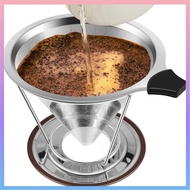 Pour Over Coffee Dripper Ultra-Fine Mesh Coffee Strainer 304 Stainless Steel Coffee Metal Cone Filter with Stand 10.4x9.5cm SHOPCYC0148