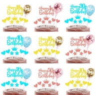 9 Pieces Happy Birthday Cake Toppers Set Happy 1th 10th 13th 16th 18th 30th 40th 50th 60th 70th 80th