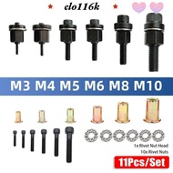 ELOK 11Pcs/Set Manual Riveter Tool, Mandrel Staple Easy Installation Hand Rivet Nut, with Rivet Nuts