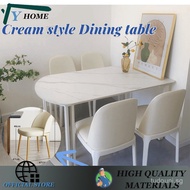 WH Dining Table Light Luxury Dining Table Set Small Family Table Chair Combination Cream Style Round