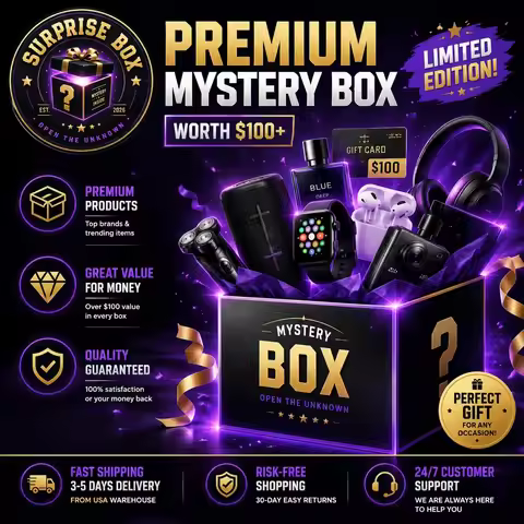 Premium Mystery Blind Box Surprise, Random Gift Box with Electronics Gadgets, Earbuds, Gaming Access