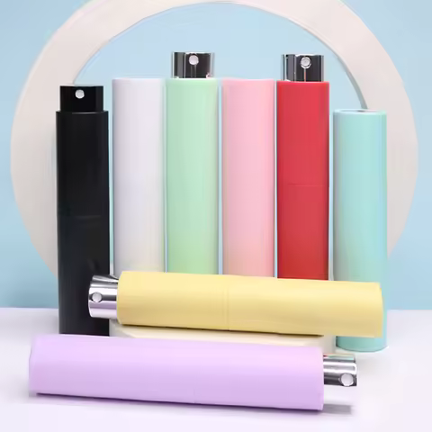 2/5pcs 10ml Plastic Rotary Perfume Bottle, Reusable Travel Spray Bottle, Portable Cologne Spray, Poc