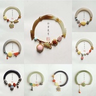 bracelet⊙Natural Hetian Jade Round Bar Half Bangle Open Bangle Original Design Hand Woven Half Circl