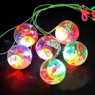 Flashing Crystal Ball Luminous Bouncy Ball Colorful Jumping Ball Flashing Bouncy Ball with Rope Chil