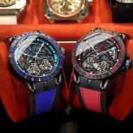 Binbang Binbond Automatic Large Dial Hollow Mechanical Watch Trendy Men's Watch Double Tourbillon Transparent Bottom