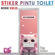 Premium Toilet Door Sticker 60cmx190cm 70cmx200cm Cute Cat Motif Sticker Digi Sticker KM31-35