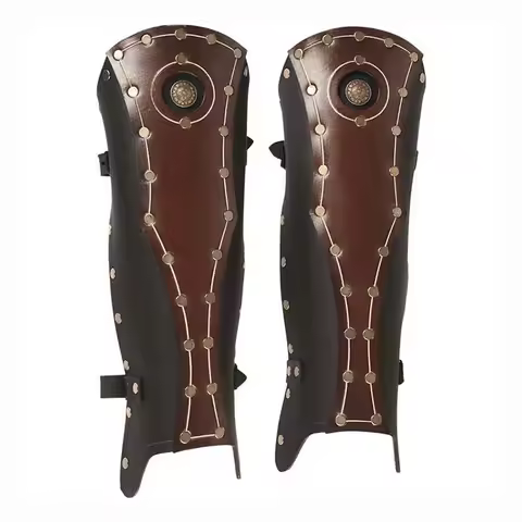 Ancient Roman Warrior Gladiator Cosplay Costume Accessory Leather Gaiters Medieval Viking Leg Armor 