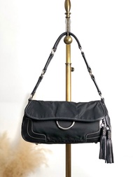 【日本直送 名牌中古包】PRADA 經典尼龍皮革單肩包 黑色 vintage ttefme