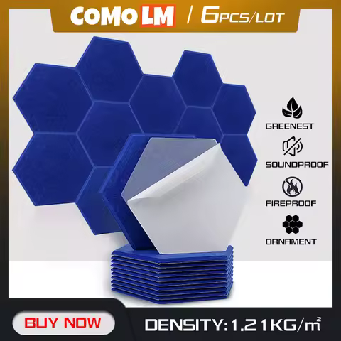 Sound Proof Wall Panels 6Pcs Hexagon Pared Self-adhesive Acoustic Panel Home Decorative For Living R