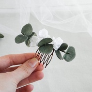Bridal hair piece floral Eucalyptus hair comb Flower hair comb bride