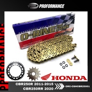O-RING Gold Chain 520 Black Sprocket Kit Sprocket Sets Full Set Fitment For HONDA CBR250R / CB250R /
